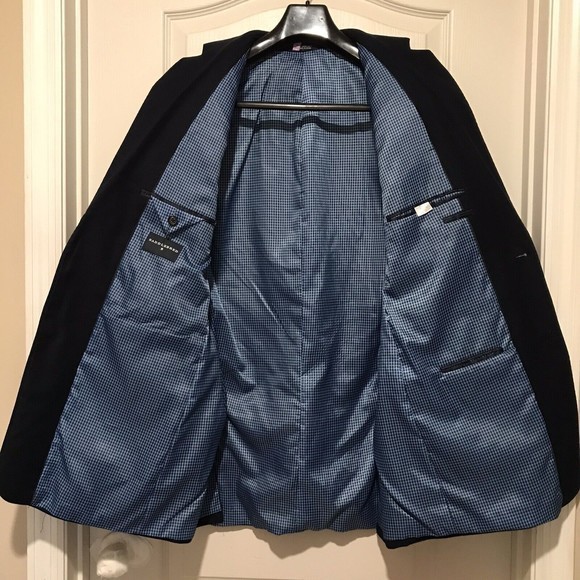 Saddlebred Men's Two Button Navy Blue Blazer Cotton Sport Coat Jacket Size 42L - Picture 10 of 13
